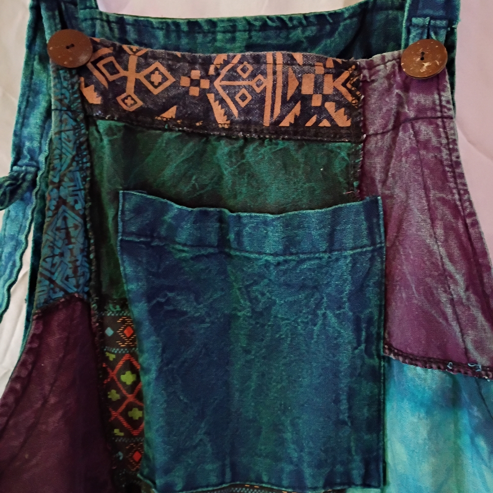 Patchwork Multicolor Boho Halter Jumpsuit in Blue… - image 6
